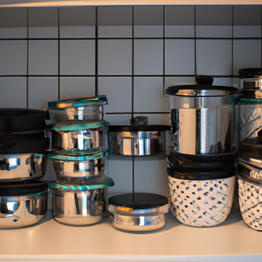 Image of neatly organized cookware in a kitchen cabinet